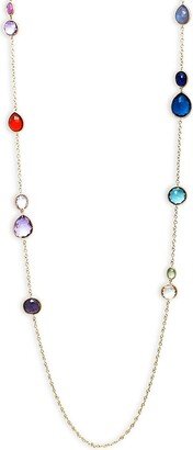 Rock Candy Ruby, Amethyst, Topaz and 18KGold Multi-Stone Rainbow Necklace