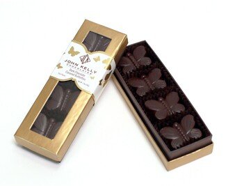 John Kelly Chocolates 4-Piece Dark Chocolate Butterflies with Caramel Roasted Almonds and Sea Salt