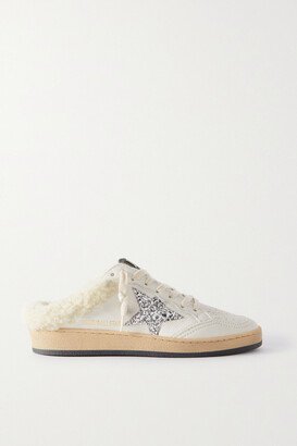 Ball Star Sabot Shearling-lined Leather Slip-on Sneakers - White