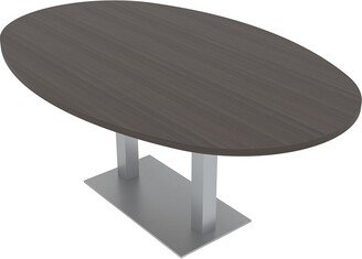 Skutchi Designs, Inc. 7x4 Boat-Oval Conference Table With Square Metal Base Power And Data