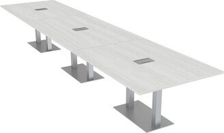 Skutchi Designs, Inc. 16' Modular Rectangular Conference Table With Metal Bases Power Units