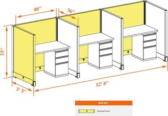 cubicles.com Cubicle Station 53H 3pack Inline Powered