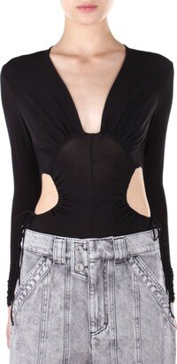 Cut-Out Stretched Bodysuit