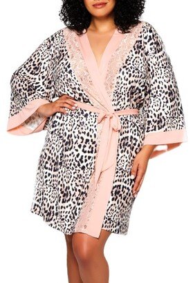 Plus Size Katie Soft Printed Robe with Lace Trims