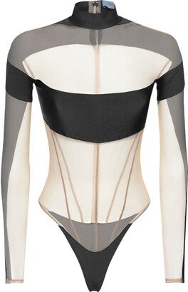 long sleeve illusion bodysuit-AA