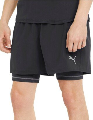 Men's Two-in-One Woven Logo Running Shorts