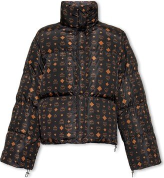 Monogram-Pattern High-Neck Puffer Jacket