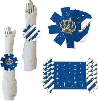Royal Prince Charming - Baby Shower Or Birthday Party Paper Napkin Holder Rings Set Of 24
