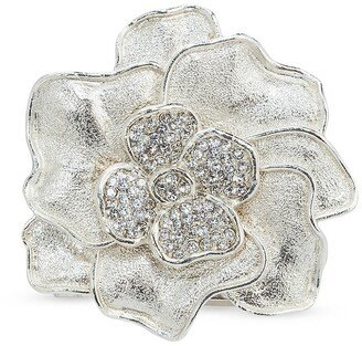 Nomi K Silverplated Crystal Spring Flower 4-Piece Napkin Ring Set