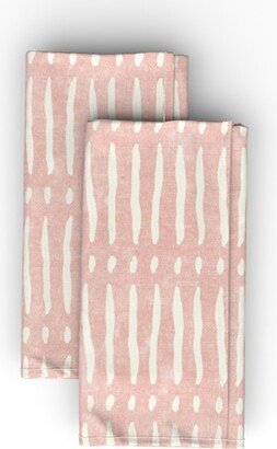 Cloth Napkins: Vertical Dash Stripe Cloth Napkin, Longleaf Sateen Grand, Pink