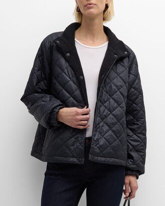 Quilted Sherpa-Lined Reversible Coat