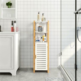 Modern Simple Floor Bathroom Cabinet with Four- Shelf and Single Door