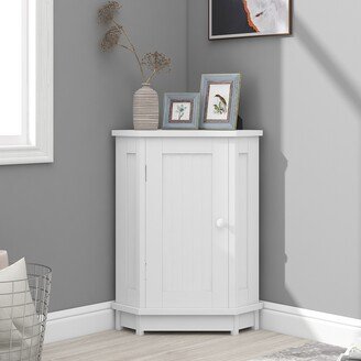 NA Modern White Bathroom Cabinet Triangle Corner Storage with Shelf - 17.5'' L x 17.5'' W x 31.4'' H