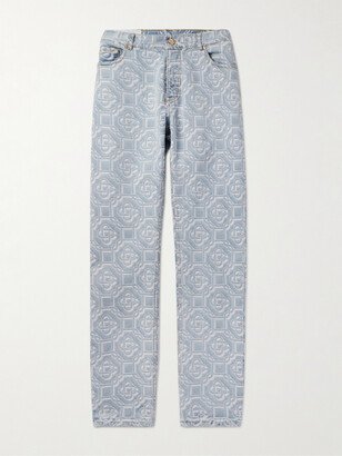 Straight-Leg Logo-Jacquard Jeans