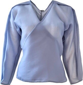 Lagami Sheer Wrap Blouse In Blue