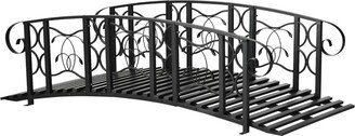 6' Metal Arch Backyard Garden Bridge with 660 lbs. Weight Capacity, Safety Siderails, Vine Motifs, & Easy Assembly for Backyard Creek, Stream