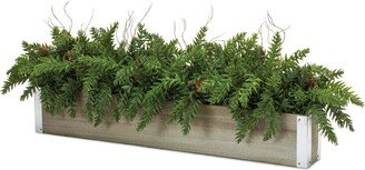 Winter Pine Centerpiece in Wood Planter 29