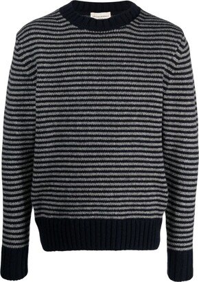 Stripe-Pattern Crew-Neck Jumper