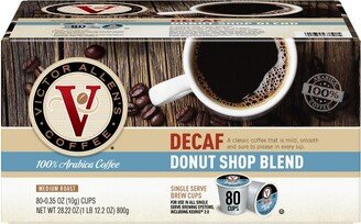 Victor Allen's Coffee Decaf Donut Shop Blend Single Serve Coffee Pods Medium Roast Coffee - 80ct