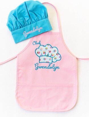 Personalized Kids Apron Chef Hat Set, Girls Personalized Apron, Custom Christmas Gift