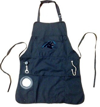 Carolina Panthers Black Grill Apron- 26 x 30 Inches Durable Cotton with Tool Pockets and Beverage Holder