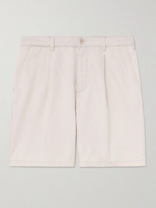 Straight-Leg Christopher Pleated Cotton Shorts