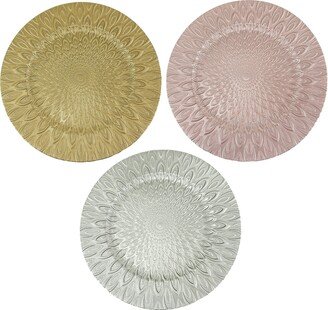 Round Textured Peacock Plastic Charger Plates, 13-Inch, 1-Count