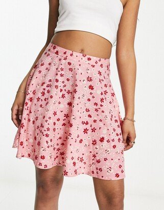 floral print flippy mini skirt in pink