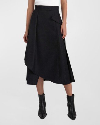 Knox Draped A-Line Midi Skirt