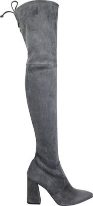 Women's Suede Highstreet Chunky-Heel Over-The-Knee Boot Slate