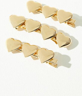 By Anthropologie Metal Heart Hair Clips, Set of 3