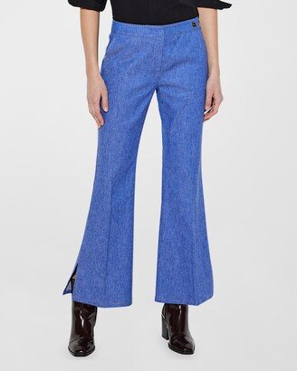 CALLAS Milano Sofia Cropped Side-Slit Flare Denim Pants