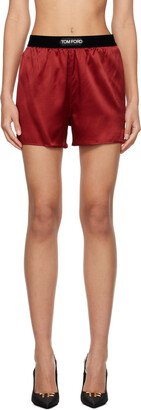 Red Elasticized Pyjama Shorts