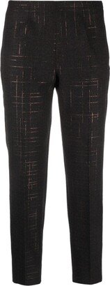 Lurex Check-Pattern Cropped Trousers