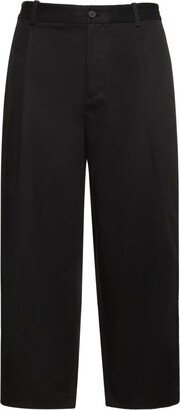 Cropped pleated cotton chino pants