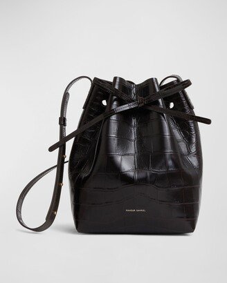 Mini Croc-Embossed Bucket Bag