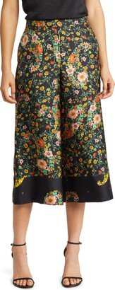 Ryan Floral Wide Leg Silk Crop Pants