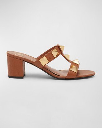 Roman Stud Caged Leather Slide Sandals-AA