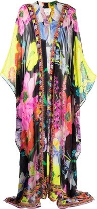 Floral-Print Silk Robe-AA