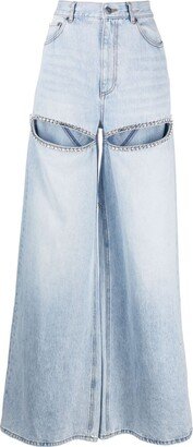 Wide-Leg Crystal Jeans