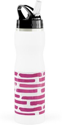 Photo Water Bottles: Watercolor Stripes - Berry Stainless Steel Water Bottle With Straw, 25Oz, With Straw, Purple