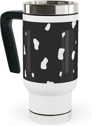 Travel Mugs: Chipped - Black And White Travel Mug With Handle, 17Oz, Black