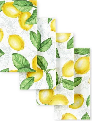 Lots of Lemons Napkin 4-Pack Set , 19 x 19 - White, Yellow