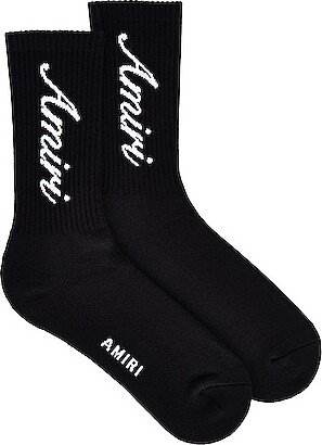 Script Tube Sock in Black