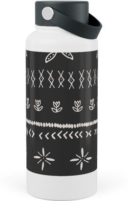 Photo Water Bottles: Boho Print Stainless Steel Wide Mouth Water Bottle, 30Oz, Wide Mouth, Black