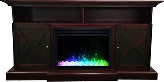 62-in. Summit Farmhouse Style Electric Fireplace Mantel with Deep Crystal Insert, Mahogany