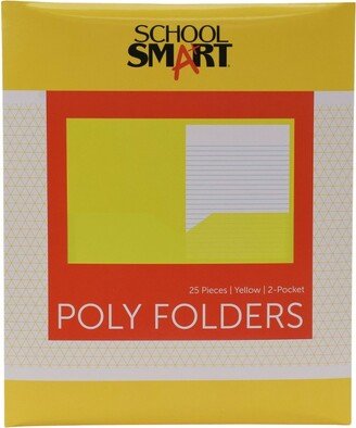 School Smart 2-Pocket Poly Folders, Yellow, Pack of 25