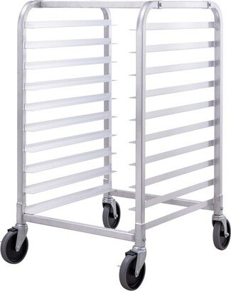 10 Sheet Aluminum Bakery Rack Silver Commercial Cookie Bun Pan Kitchen W/Wheel