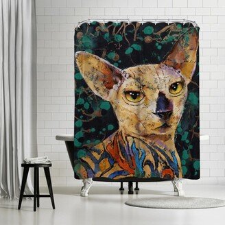 71 x 74 Shower Curtain, Tattooed Sphynx Cat by Michael Creese