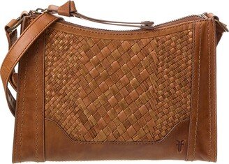 Melissa Metallic Basket Woven Zip Leather Crossbody